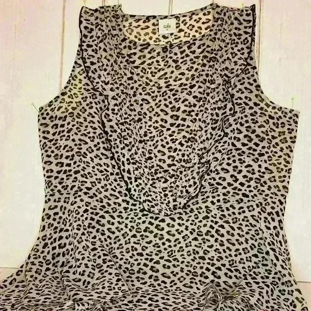 Cabi #3612 "Flutter Blouse" Cheetah Print Two-Pie… - image 2